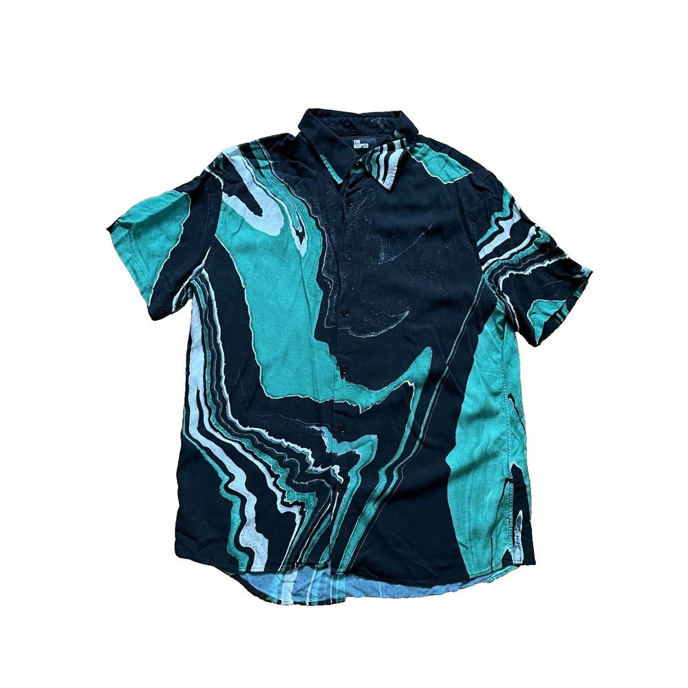 The Kooples Marble All Over Print Shirt Men Slim Medium Short Sleeve